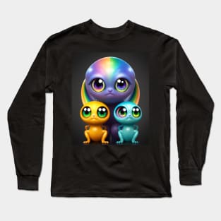 Cute Rainbow Creature Friends Detailed Long Sleeve T-Shirt